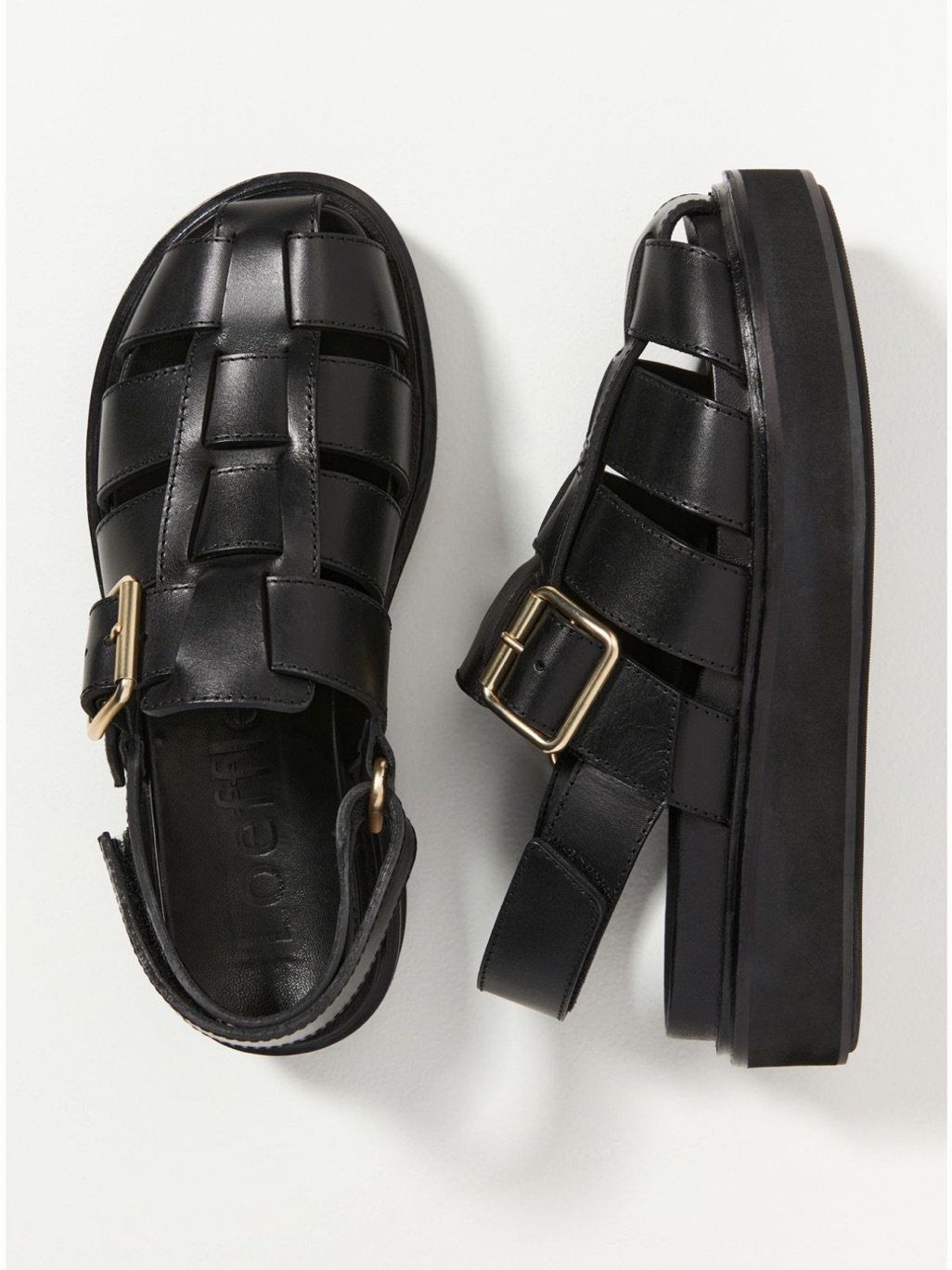 Anthropologie Loeffler Randall Judd Fisherman Sandals Black Leather Size 11